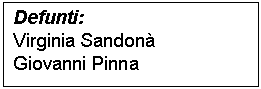 Casella di testo: Defunti:  Virginia Sandon&agrave;  Giovanni Pinna  